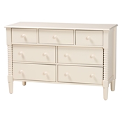 Baxton Studio Braith Farmhouse Ivory Spindle Wood 7-Drawer Dresser